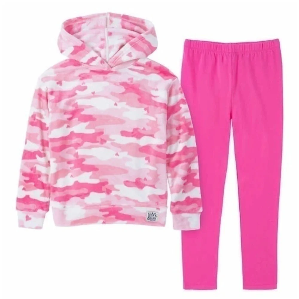 NWT Lucky Brand girls’ plush top and legging set size small 7/8